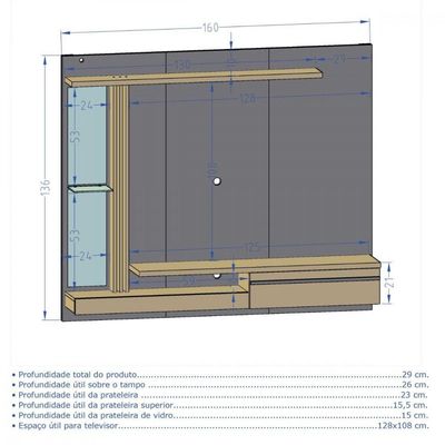 Painel Para Tv 55" Denver Bechara Preto Fosco C/Cinamomo