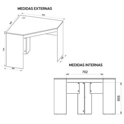 Mesa De Canto Em L Para Escritório Recta Bege Branco Caemmun