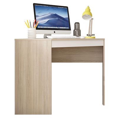 Mesa De Canto Em L Para Escritório Recta Bege Branco Caemmun