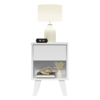 Mesa De Cabeceira Branca Com 1 Gaveta 3235 Madesa Branco