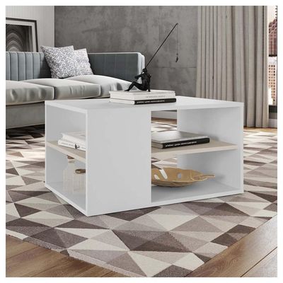 Mesa De Centro Retangular Com Divisória Opala Branco Caemmun