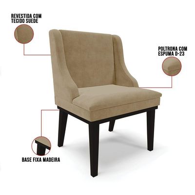 Kit 10 Cadeiras De Jantar Suede Marrom Rato Base Madeira
