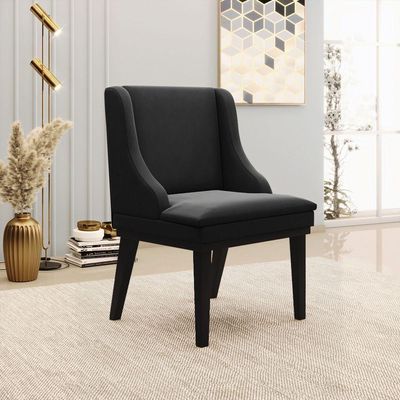 Kit 10 Cadeiras De Jantar Suede Preto Base Fixa Madeira