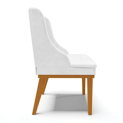 Kit 02 Cadeiras Corano Branco Base Madeira Castanho
