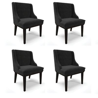 Kit 04 Cadeiras De Jantar Base Madeira Preto Preto