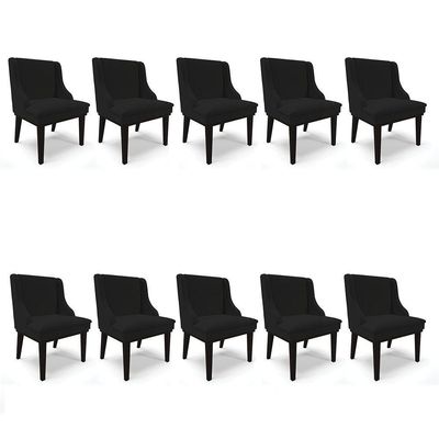 Kit 10 Cadeiras De Jantar Liz Base Madeira Preto A79 Preto