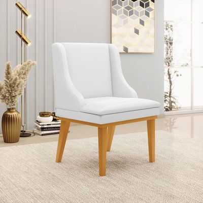 Kit 10 Cadeiras De Jantar Base Madeira Castanho Branco