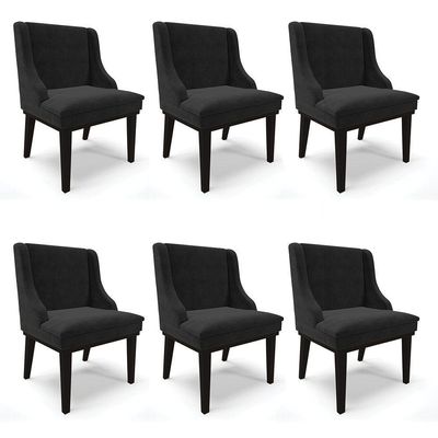 Kit 06 Cadeiras De Jantar Base Madeira Preto Preto