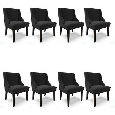Kit 08 Cadeiras De Jantar Base Madeira Preto Preto