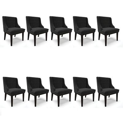 Kit 10 Cadeiras De Jantar Base Madeira Preto Preto
