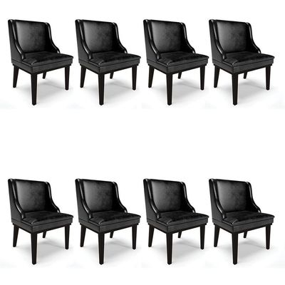 Kit 08 Cadeiras De Jantar Base Fixa Madeira Preto Cor Preto