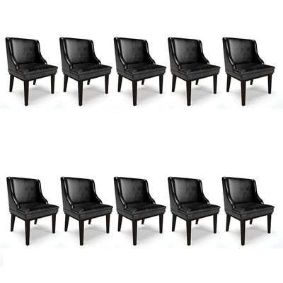 Kit 10 Cadeiras De Jantar Base Fixa Madeira Preto Cor Preto