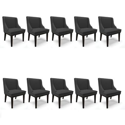 Kit 10 Cadeiras De Jantar Corino Base Madeira Preto Preto