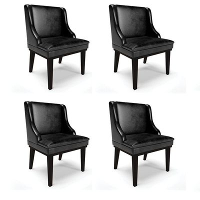 Kit 04 Cadeiras De Jantar Base Fixa Madeira Preto Cor Preto
