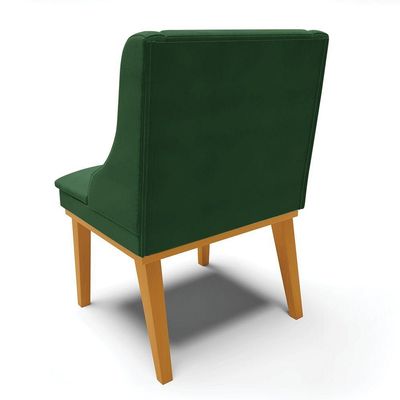 Kit 02 Cadeiras De Jantar Veludo Verde Madeira Castanho