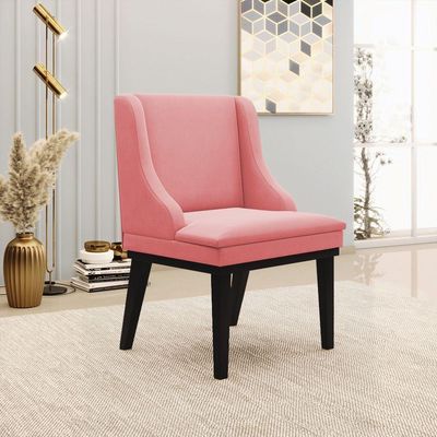 Kit 08 Cadeiras De Jantar Liz Suede Base Madeira Preto Rose