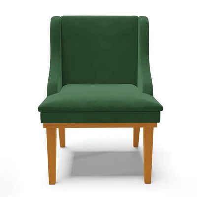Kit 04 Cadeiras De Jantar Veludo Madeira Castanho Verde
