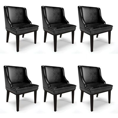 Kit 06 Cadeiras De Jantar Base Fixa Madeira Preto Cor Preto