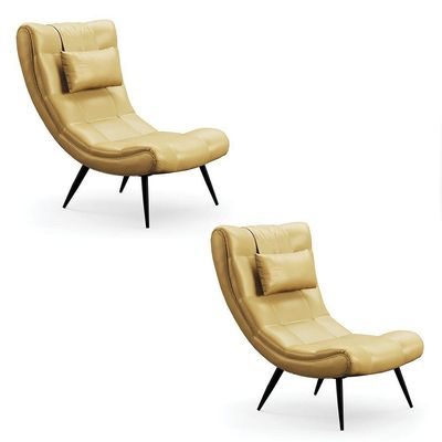 Kit 02 Poltronas Sher Facto Pés Palito De Ferro Cor Dourado