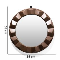 Espelho Redondo Com Moldura De Plastíco 3D Rosê 55X55 Cm