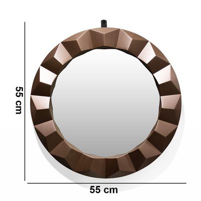 Espelho Redondo Com Moldura De Plastíco 3D Rosê 55X55 Cm