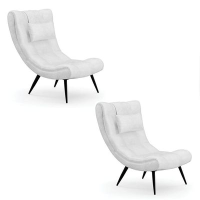 Kit 02 Poltronas Sher Corano Pés Palito De Ferro Cor Branco