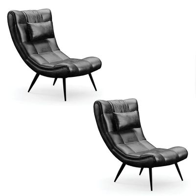 Kit 02 Poltronas Sher Corano Pés Palito De Ferro Cor Preto