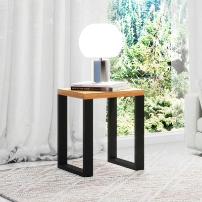 Mesa De Canto Quadrada Em Mdf 44 X 55 Cm F33 Freijó/Preto