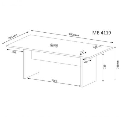 Mesa Reunião Para Escritório 200x100 Cm Me4119 Branco