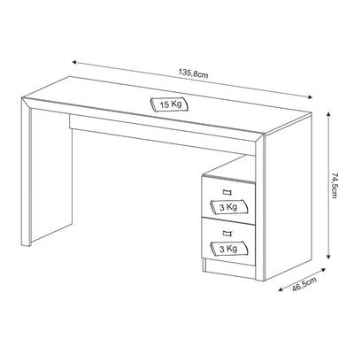 Mesa Para Computador / Escritorio 2 Gavetas Me4130 Nogal