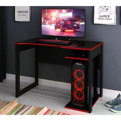 Mesa Para Computador Gamer Me4161 Preto Vermelho Preto Verme