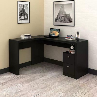 Mesa Para Escritorio De Canto Me4129 Preto Preto