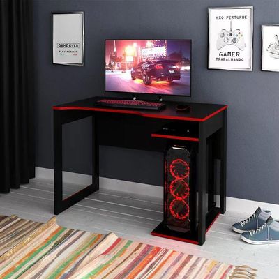 Mesa Para Computador Gamer Me4161 Preto Vermelho Preto Verme