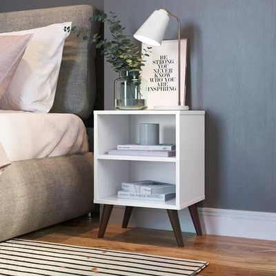 Mesa De Cabeceira Com Prateleira Cb200 Branco Branco
