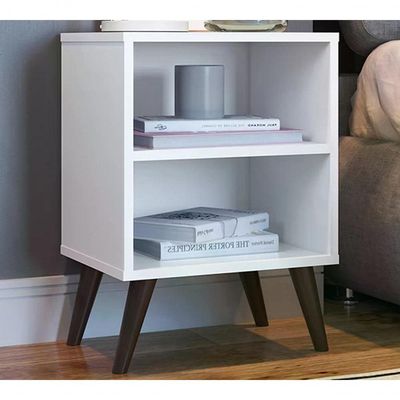 Mesa De Cabeceira Com Prateleira Cb200 Branco Branco