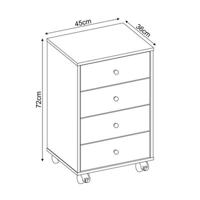 Mesa De Cabeceira 04 Gavetas Presence 9070 Branco Demobile B