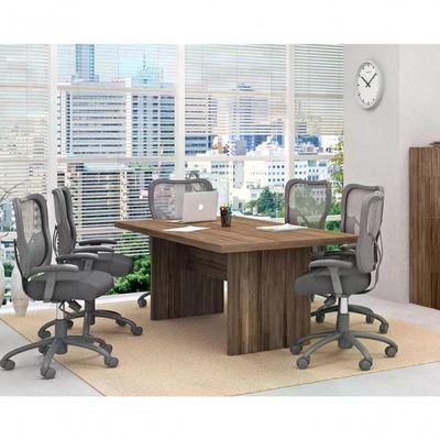 Mesa Reunião Para Escritório 200x100 Cm Me4119 Nogal Nogal