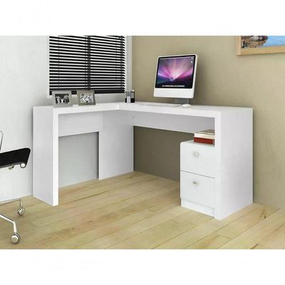 Mesa Para Escritorio De Canto Me4129 Branco Branco