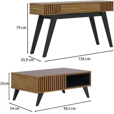 Mesa De Centro Jeri E Aparador Riveira Para Sala Noce Milano