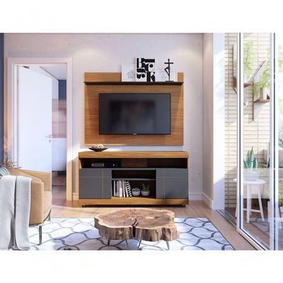Home Para Tv Com Portas Vernita Noce Preto