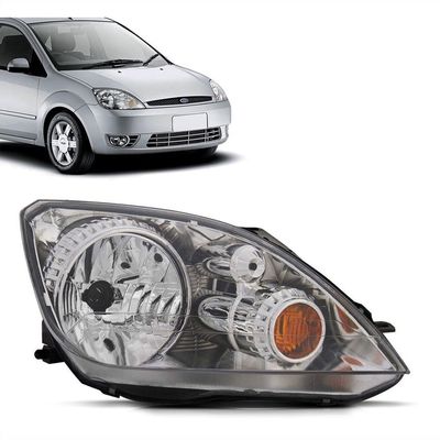 Farol Principal Cromado Lado Direito Ford Fiesta 2003 até 2007