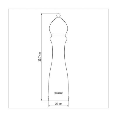 Moedor de Pimenta e Sal Tramontina Churrasco Black em Ceramica com Recipiente de Madeira 10 polegada