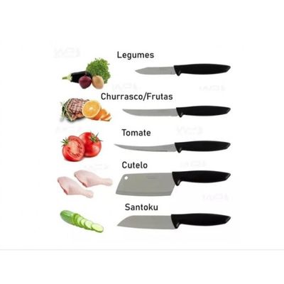 Kit com 3 Jogos De Facas 9 Peças Preto Tramontina Plenus