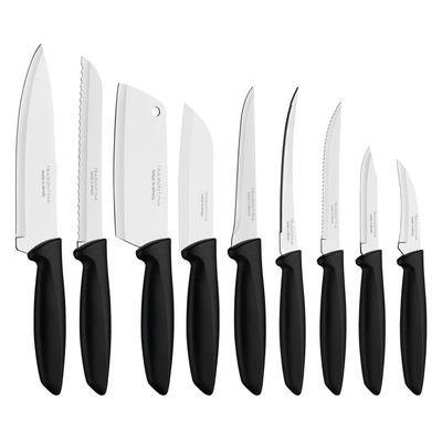 Kit com 3 Jogos De Facas 9 Peças Preto Tramontina Plenus