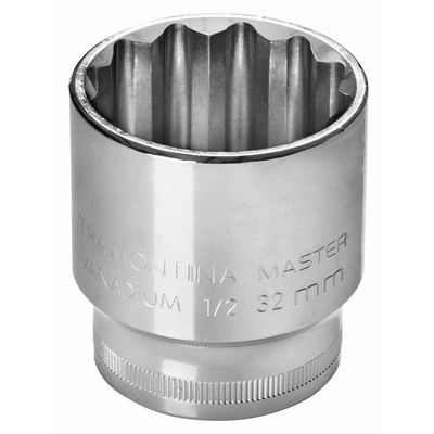 Soquete Estriado 9 mm encaixe 1/2" Tramontina em Aço Cromo Vanadio com Acabamento Cromado