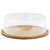 Porta Bolo em Bambu com Tampa Acrilico 27,5x9 cm Mimo Style