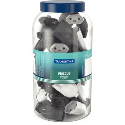 Plugues femea 2P 10A 250V~ cores preto e branco - emb. pote grande