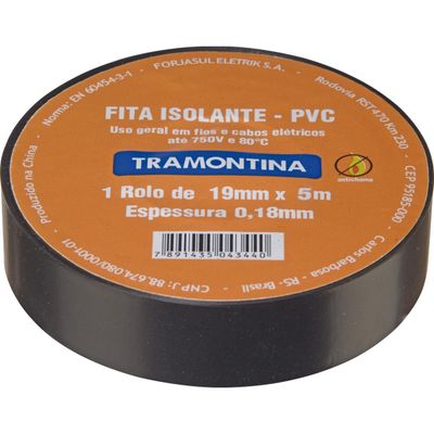 Fita Isolante 0,18x19 mm Tramontina Preta 5 m