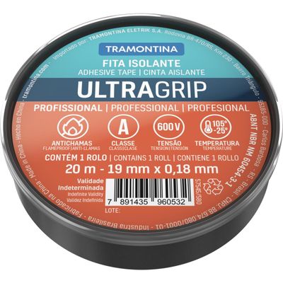 Fita Isolante Classe A 0,18x19 mm Tramontina Preta 20 m