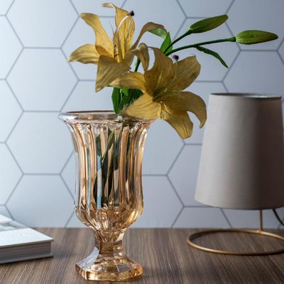 Centro de Mesa Vaso com pé Vidro Renaissance Âmbar - Lyor
